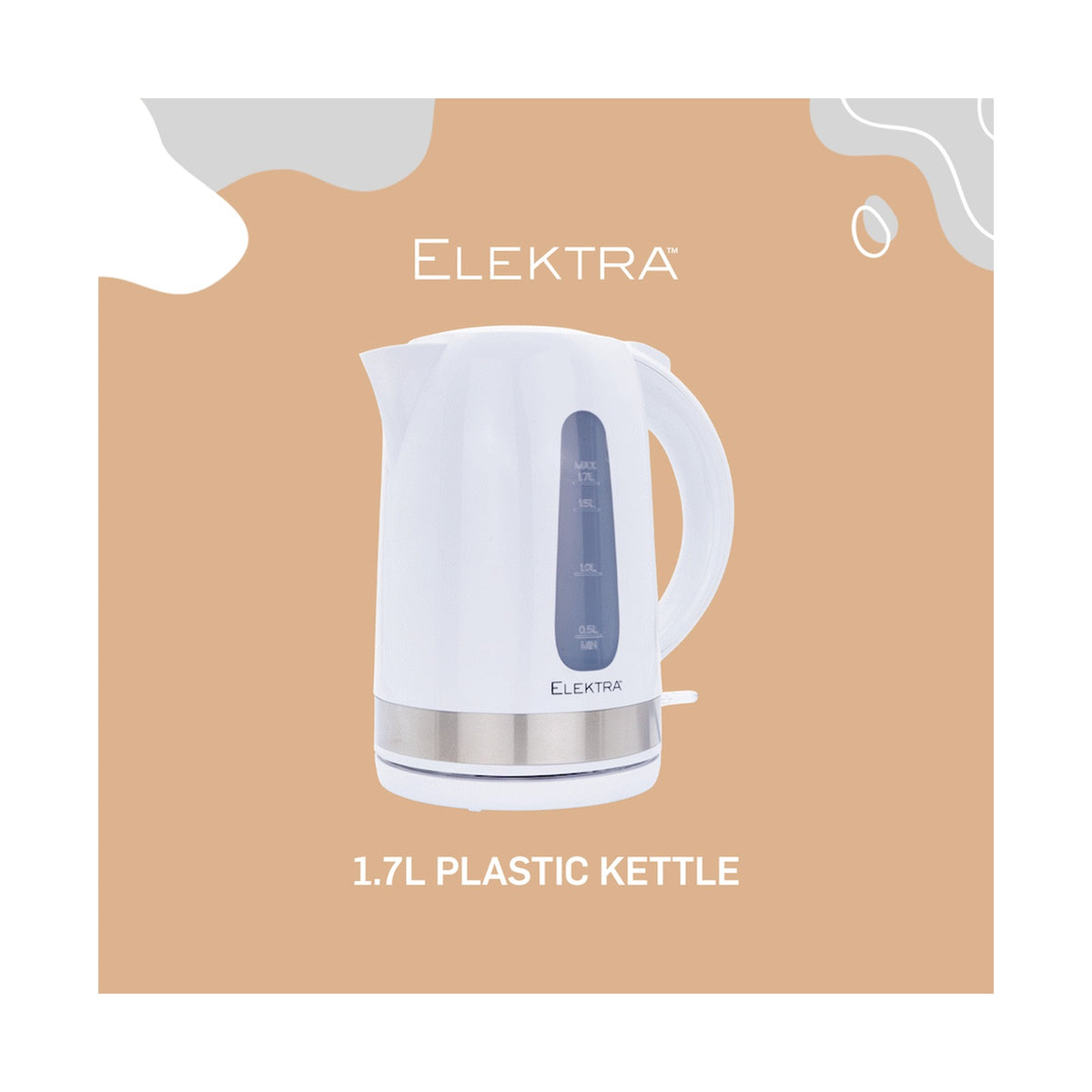 Elektra 1.7l Plastic Kettle - White