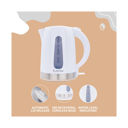 Elektra 1.7l Plastic Kettle - White