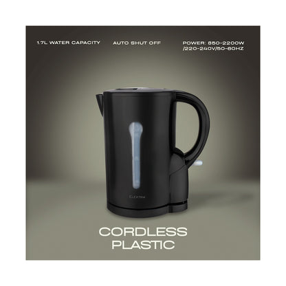 Elektra 1.7l Plastic Cordless Kettle - Black