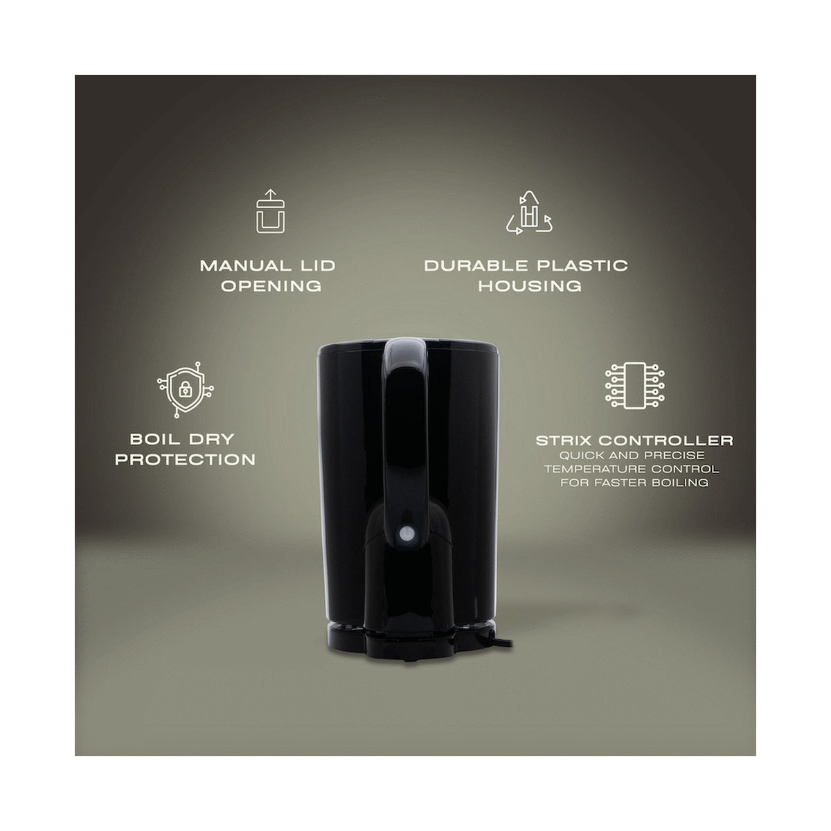 Elektra 1.7l Plastic Cordless Kettle - Black