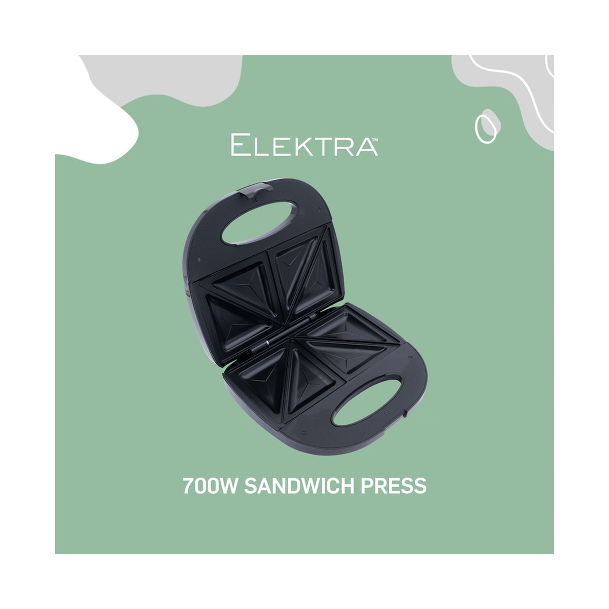 Elektra 700w Sandwich Press - Black