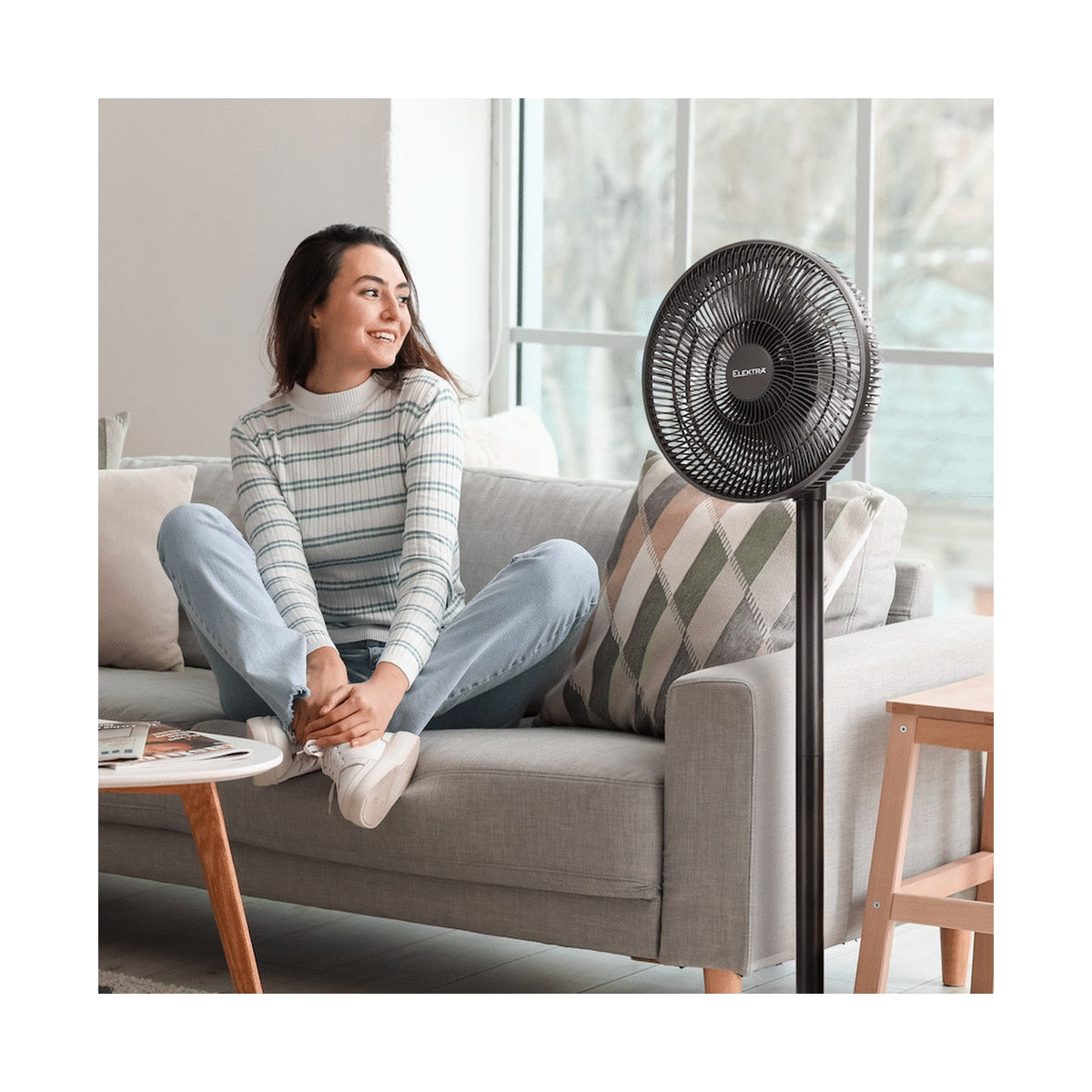 Elektra 30cm Stand Fan - Black