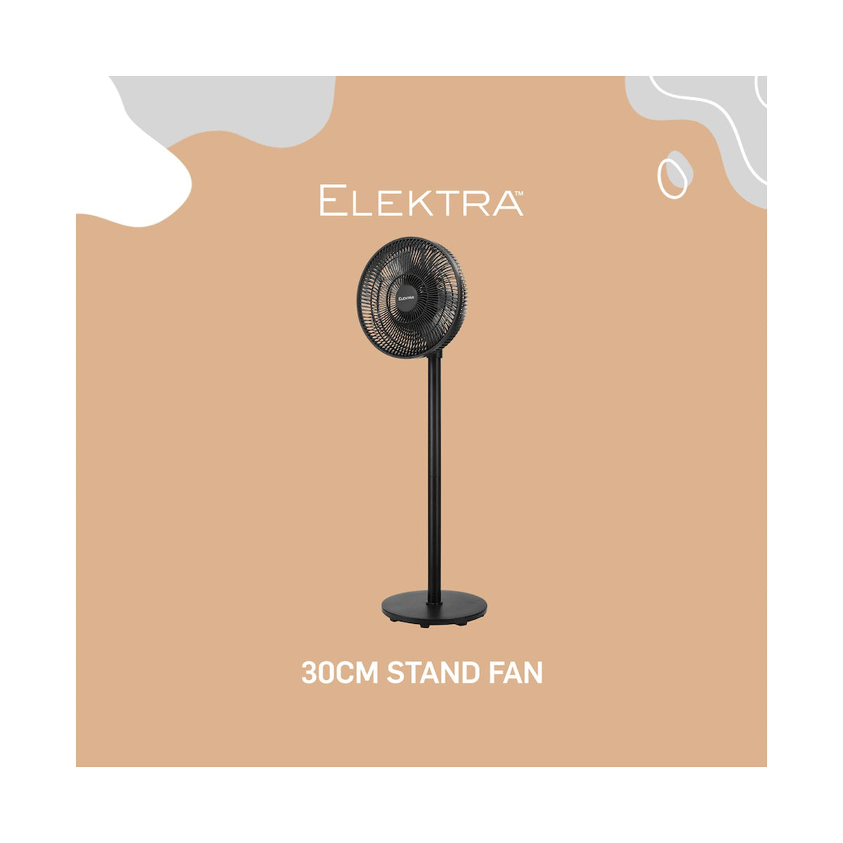 Elektra 30cm Stand Fan - Black
