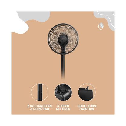 Elektra 30cm Stand Fan - Black
