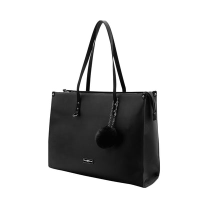 Supanova Pompom Ladies Laptop Bag - Black