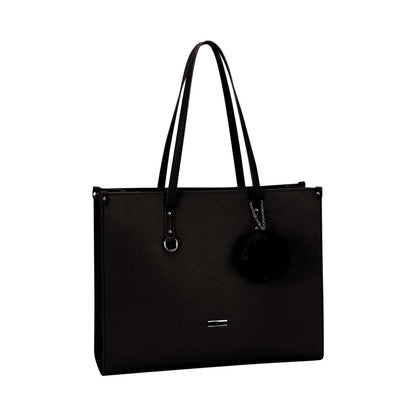 Supanova Pompom Ladies Laptop Bag - Black
