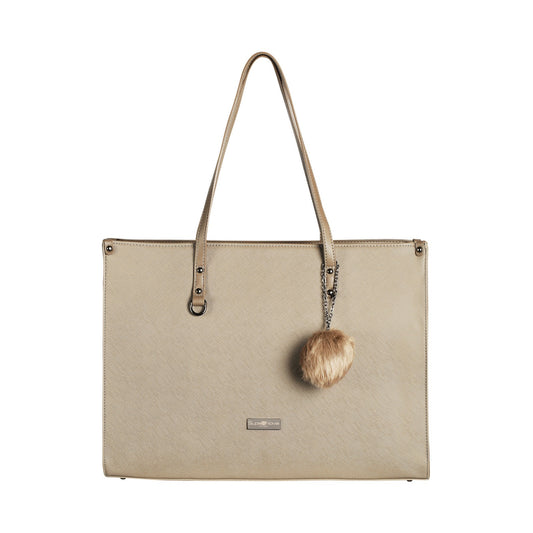 Supanova Pompom Ladies Laptop Bag Taupe