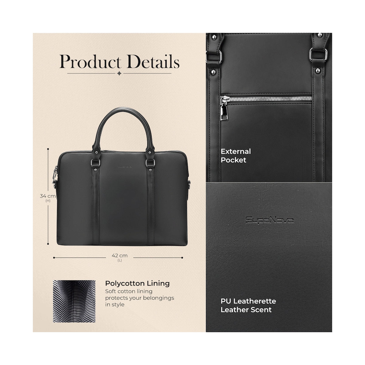 Supanova Azura Ladies 15.6" Laptop Tote Bag Black