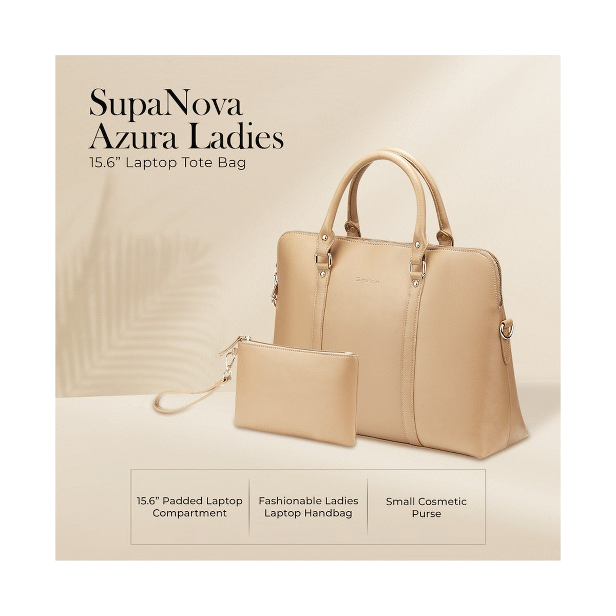 Supanova Azura Ladies 15.6" Laptop Tote Bag Taupe