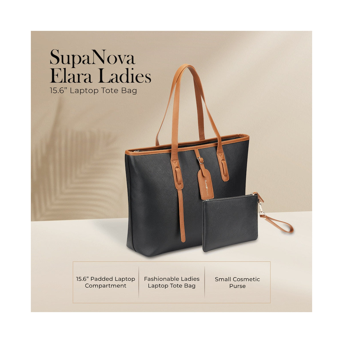 Supanova Elara Ladies 15.6" Laptop Tote Bag Black