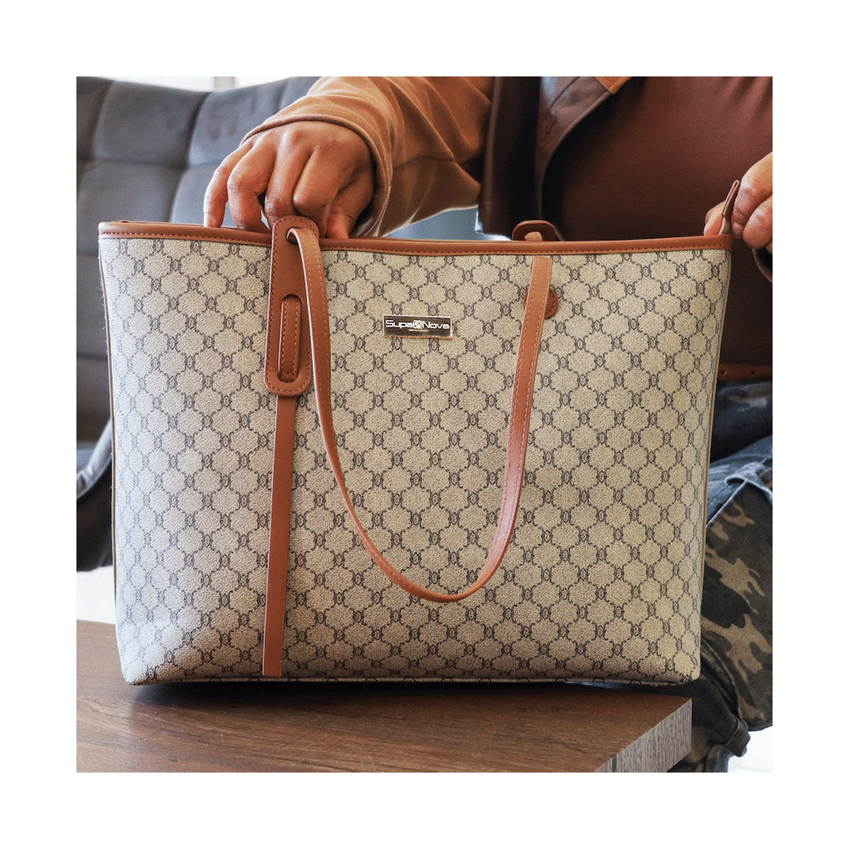 Supanova Zafira 15.6" Laptop Tote Bag Brown