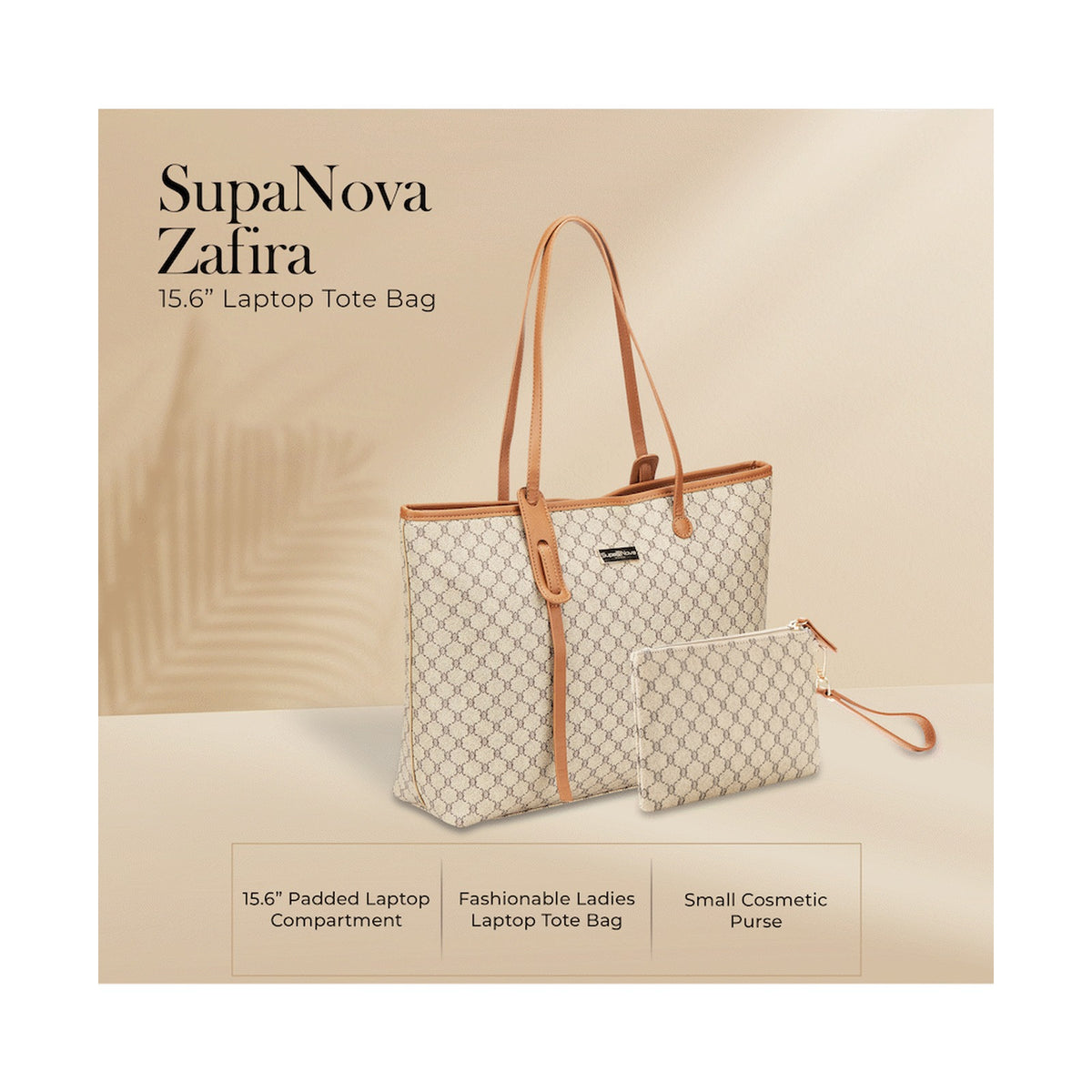 Supanova Zafira 15.6" Laptop Tote Bag Brown