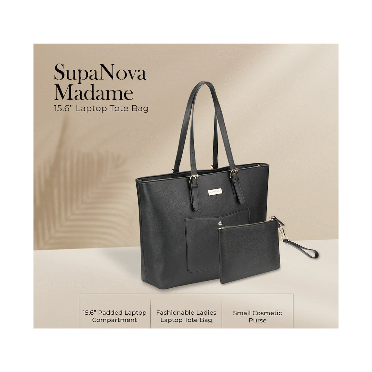Supanova Madame 15.6" Laptop Tote Bag Black