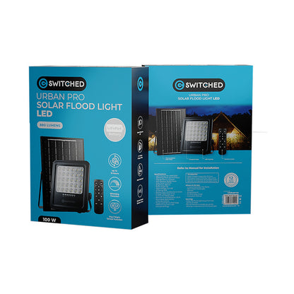Switched Urban PRO Series - 100w Solar Floodlight with Remote