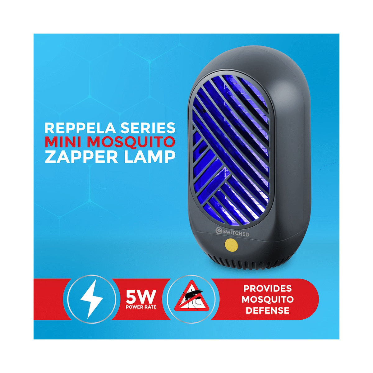 Switched Reppela Series - Mini 2W Mosquito Zapper Lamp 25m2  coverage - USB Power
