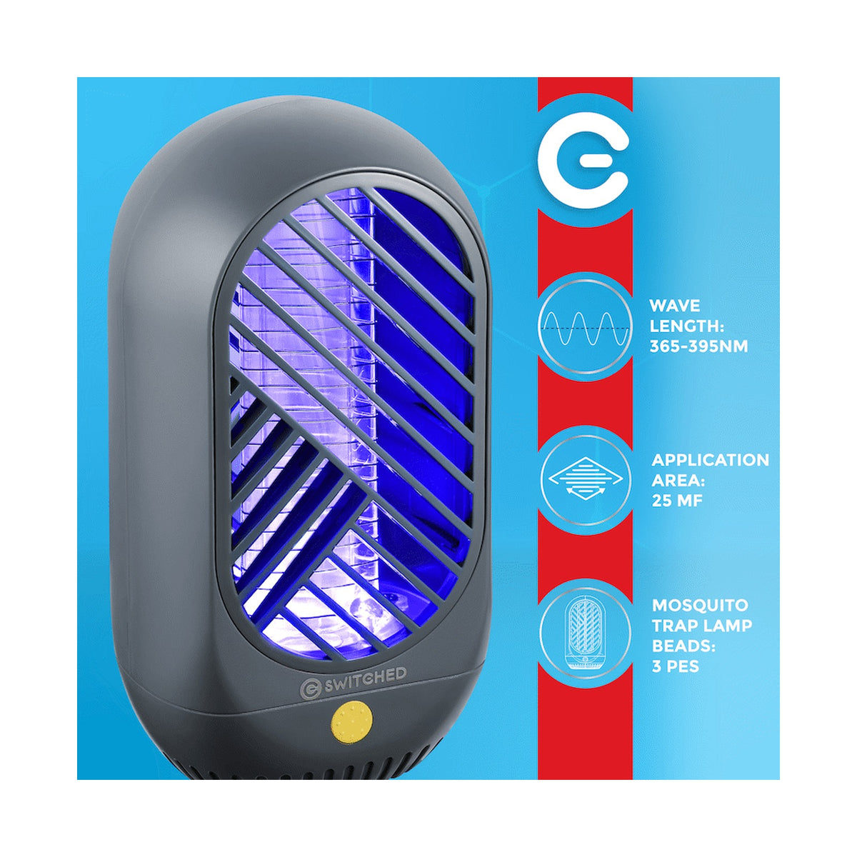Switched Reppela Series - Mini 2W Mosquito Zapper Lamp 25m2  coverage - USB Power
