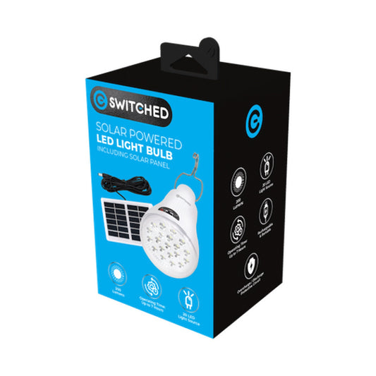 Switched Solar-Powered LED Light Bulb, Solar Panel Included - White