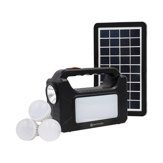 SWITCHED Power Station, Rechargeable, USB Phone Charging with Solar Panel  - Black