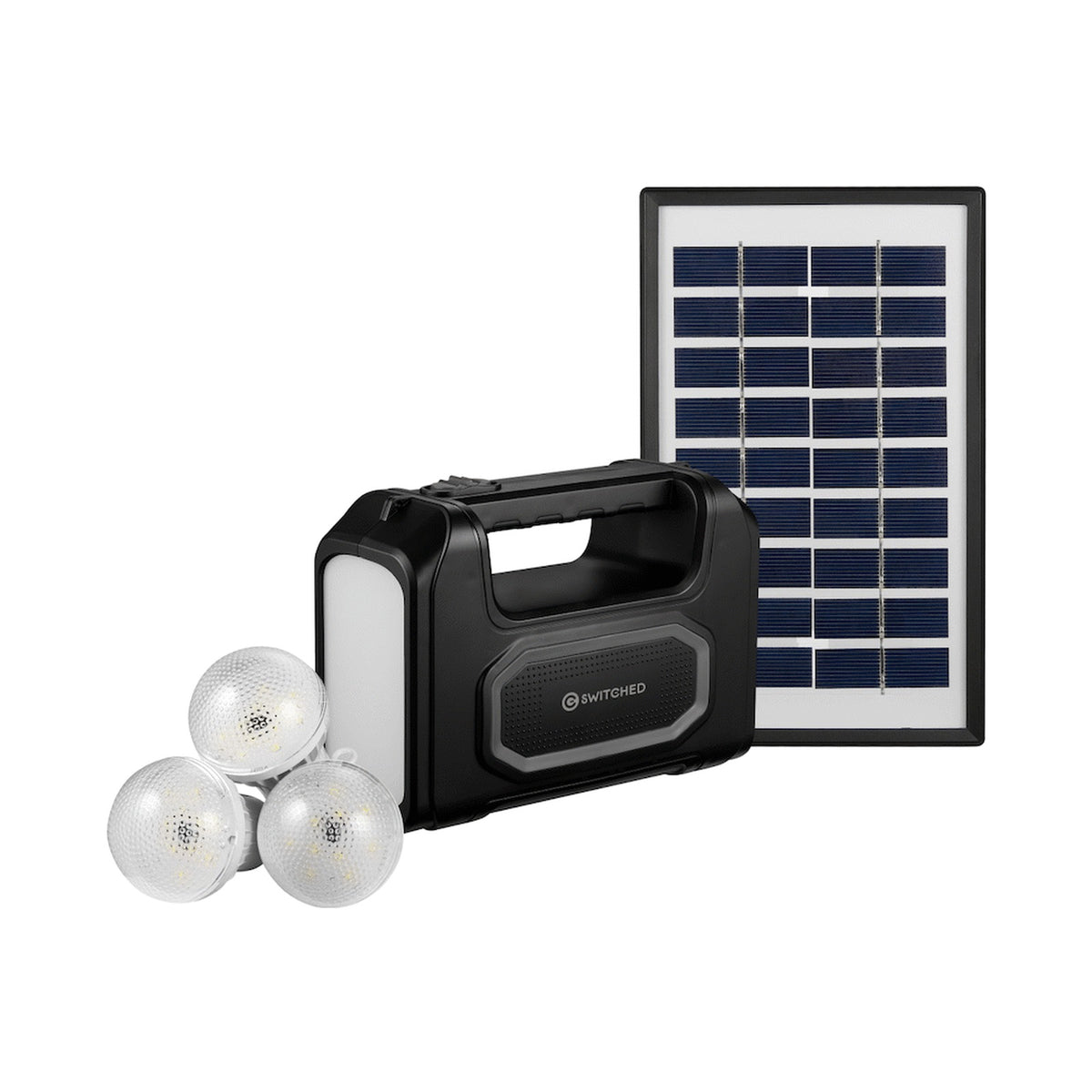 Switched Portable Power Station with Solar Panel - Black