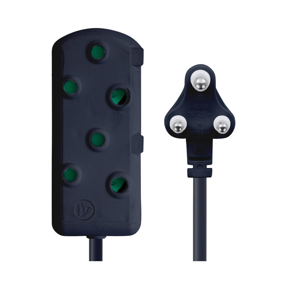 Switched Light-Duty Side-by-Side (SBS) Extension Leads 3m - BK