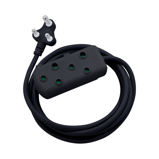 Switched Heavy Duty Side by Side (SBS) Extension Leads 5m - BK