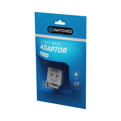 Switched 2-Way Schuko Adaptor - Top and Bottom Loader
