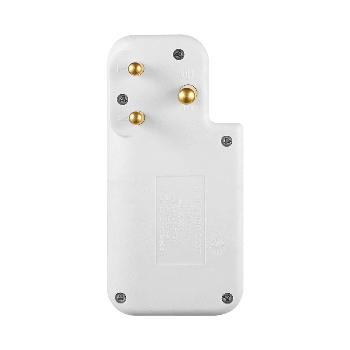 Switched 3-Way Medium Surge Adaptor with Type-C + USB - White