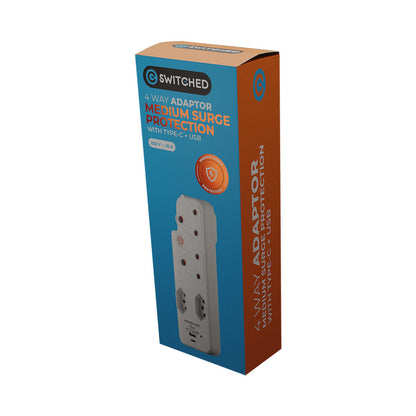Switched 4-Way Medium Surge Adaptor with Type-C + USB