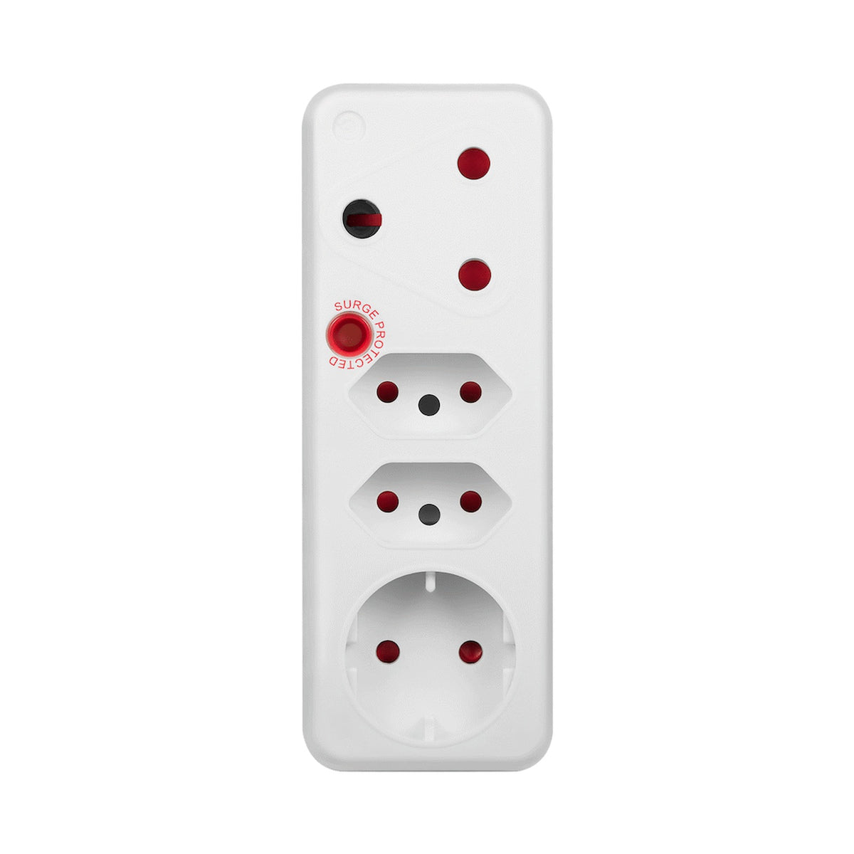 Switched 4-Way Medium Surge Adaptor with Schuko - White