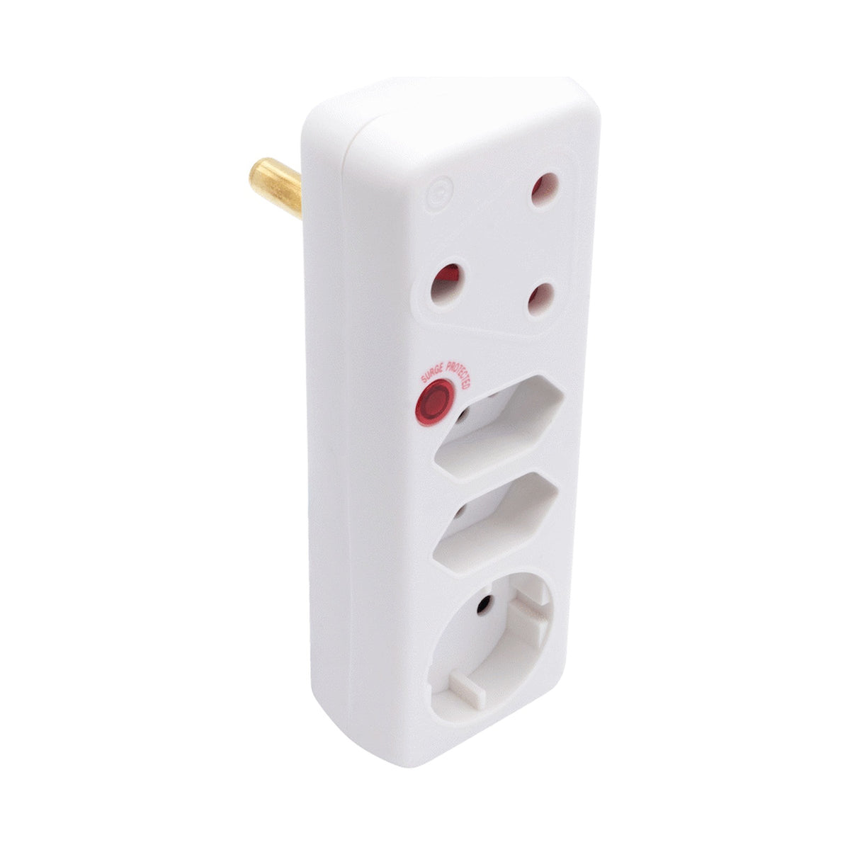 Switched 4-Way Medium Surge Adaptor with Schuko - White