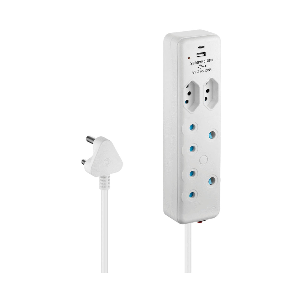 Switched 4-Way Extension Lead with 1x Type-C + 1x USB - 4m