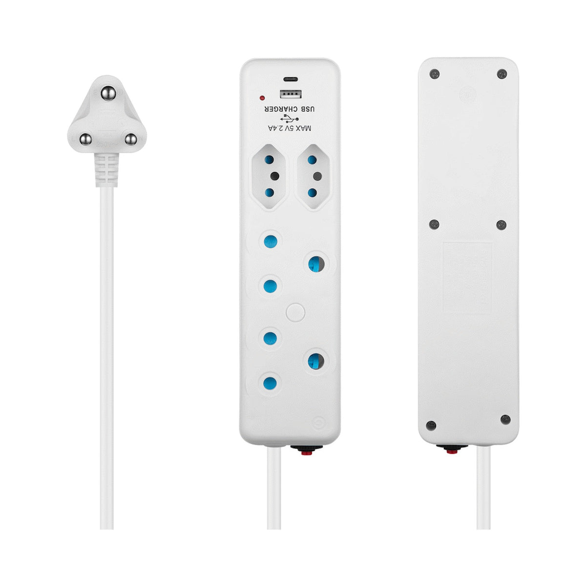 Switched 4-Way Extension Lead with 1x Type-C + 1x USB - 4m