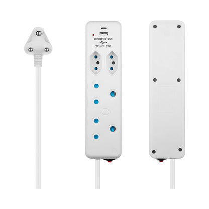 Switched 4-Way Extension Lead with 1x Type-C + 1x USB - 4m