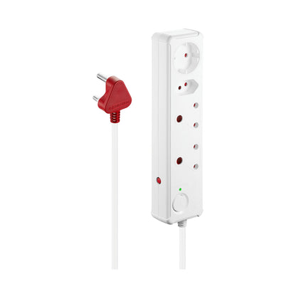 Switched 4-Way Medium Surge-Protected Multiplug 0.5m Cord - White