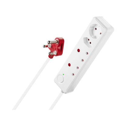 Switched 4-Way Medium Surge-Protected Multiplug 0.5m Cord - White