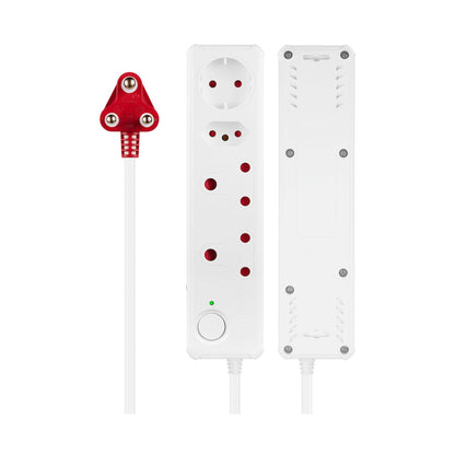 Switched 4-Way Medium Surge-Protected Multiplug 0.5m Cord - White
