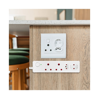Switched 4-Way Medium Surge-Protected Multiplug 0.5m Cord - White
