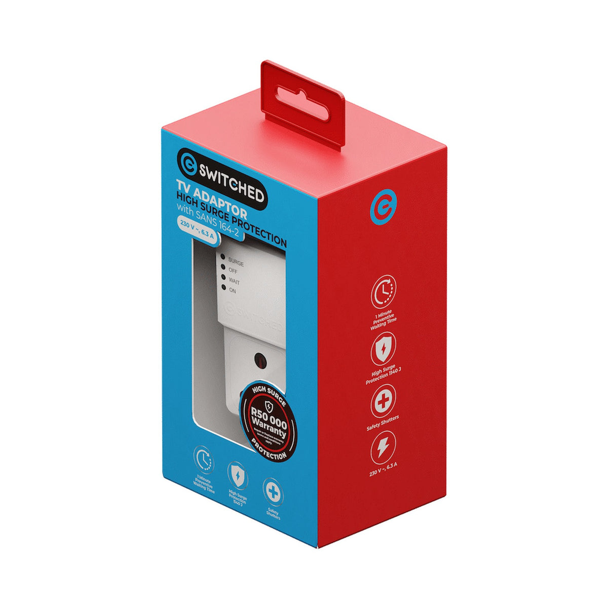 Switched 1-Way TV Surge Adaptor with SANS 164-2