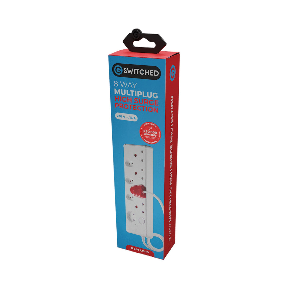 SWITCHED 8-way High Surge Multiplug 0.5m