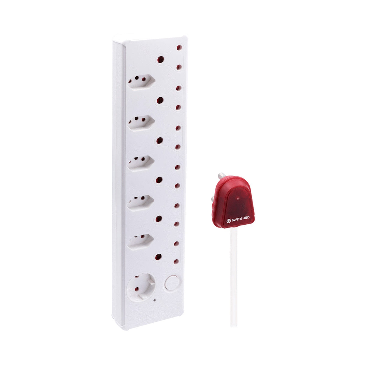 Switched 12-Way High Surge Multiplug 0.5m - White
