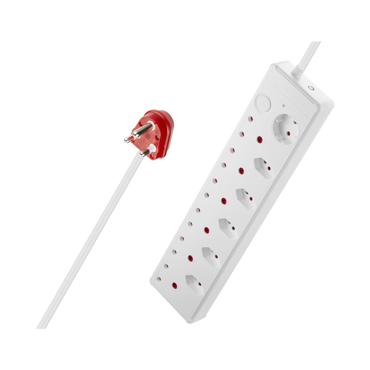 Switched 12-Way High Surge Multiplug 0.5m - White