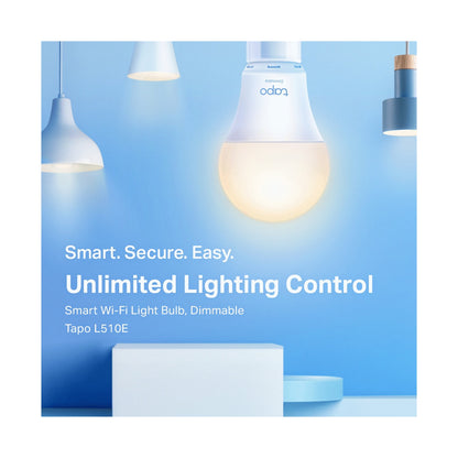 TP-Link Tapo L510E 8.7w Smart Wi-Fi Warm White Light Bulb, Dimmable, A60, E27