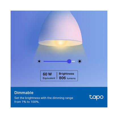 TP-Link Tapo L510E (2-Pack) Smart Wi-Fi Light Bulb - Dimmable