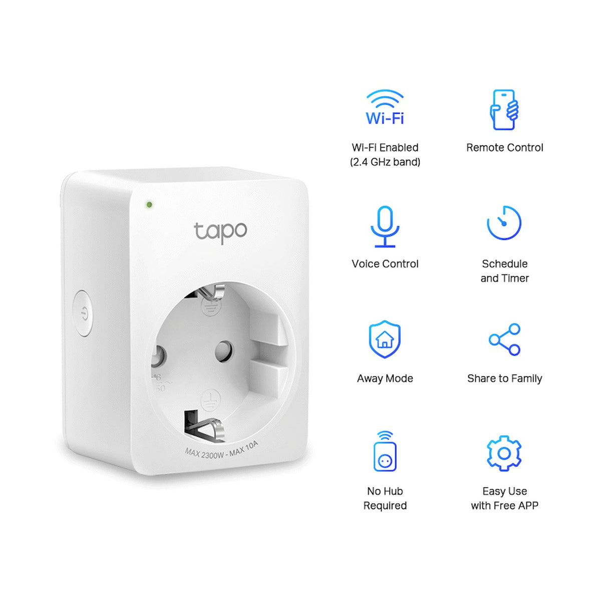 TP-Link Tapo P100 (1-Pack) Wi-Fi 2.4G (1T1R), BT Onboarding