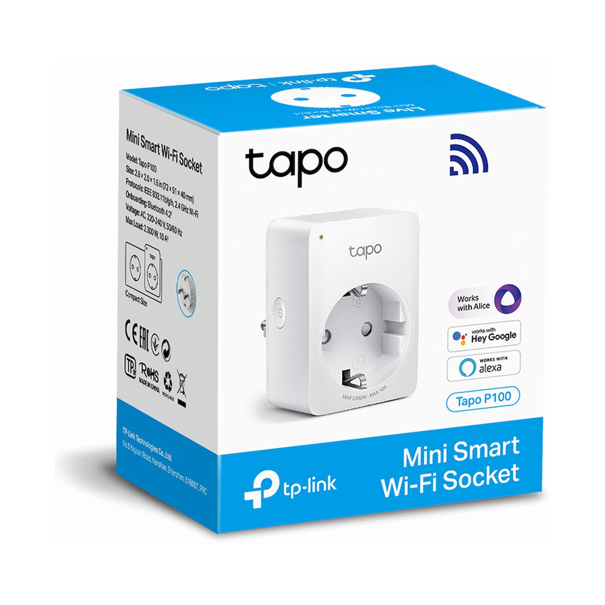 TP-Link Tapo P100 (1-Pack) Wi-Fi 2.4G (1T1R), BT Onboarding