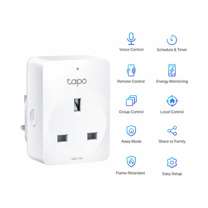 TP-Link Tapo P110 13A 2 Pin Shuco Smart Wi-Fi Plug, Power Monitoring
