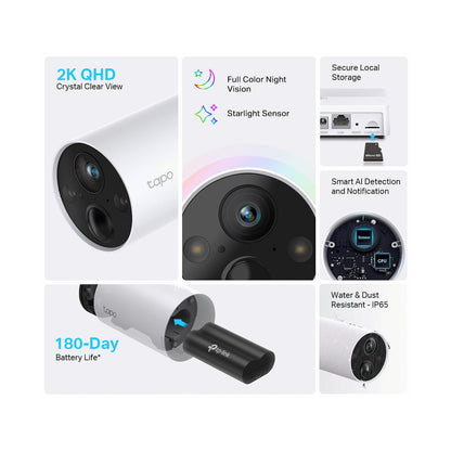 TP-Link Tapo C420 2K QHD Smart Wire-Free Security Camera, 1 Camera System
