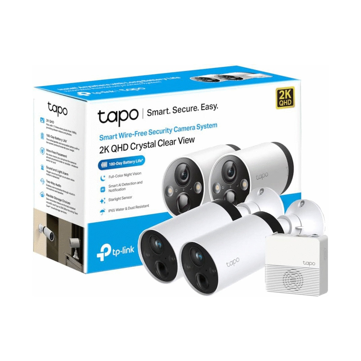 TP-Link Tapo C420S2 2K Smart Wire-Free Security Camera, 2 Camera System