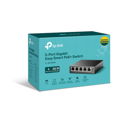TP-Link TL-SG105PE 5-Port Gigabit Easy Smart Switch with 4-Port PoE+