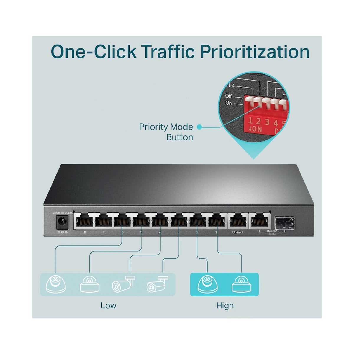 TP-Link TL-SG1210MP 10-Port Gigabit Desktop Switch with 8-Port PoE+